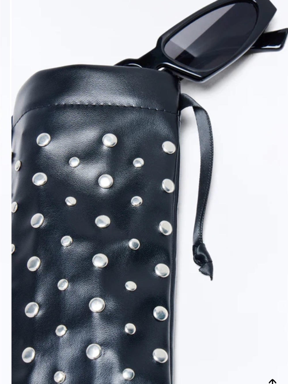 Black Studded Faux Leather Sunglass Drawstring Pouch - Picture 2 of 2